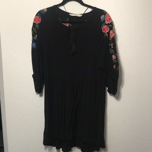 Zara black embroidered dress